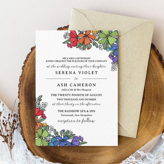 Pride Rainbow Blume Formal LGBT Wedding Einladung