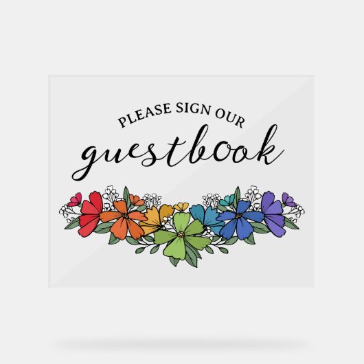 Pride Rainbow Blume LGBT Sign Guestbook Acrylschild (Vorderseite)