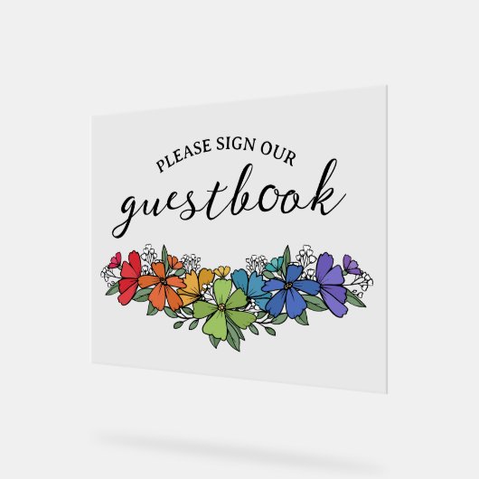 Pride Rainbow Blume LGBT Sign Guestbook Acrylschild (Winkel)