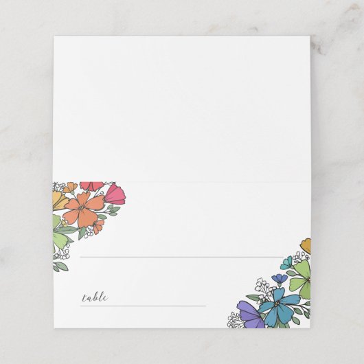 Pride Rainbow Blume LGBT Wedding Platzkarte (Außenseite Aufgefaltet)