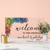 Pride Rainbow Blume LGBT Wedding Willkommen Acrylschild (Hochzeit)