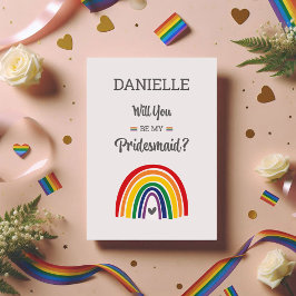 Pride Rainbow Bridesmaid Vorschlag Card LGBTQ Einladung