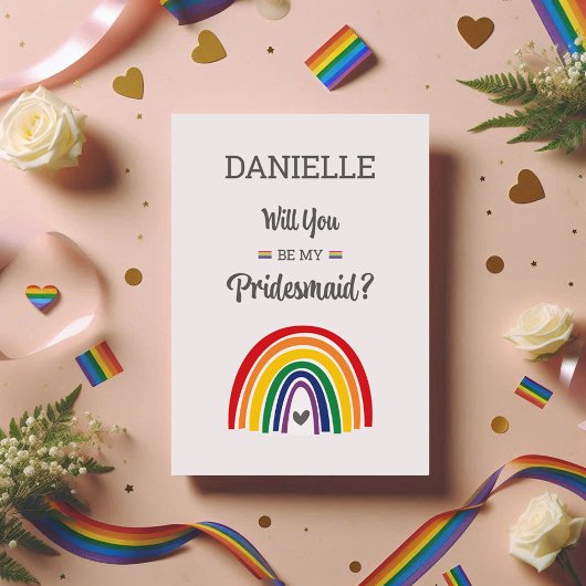 Pride Rainbow Bridesmaid Vorschlag Card LGBTQ Einladung