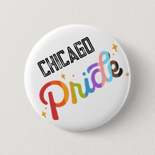 Pride Rainbow Button mit City Briefmarke - Chicago (Vorderseite)