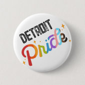 Pride Rainbow Button mit City Briefmarke - Detroit (Vorderseite)