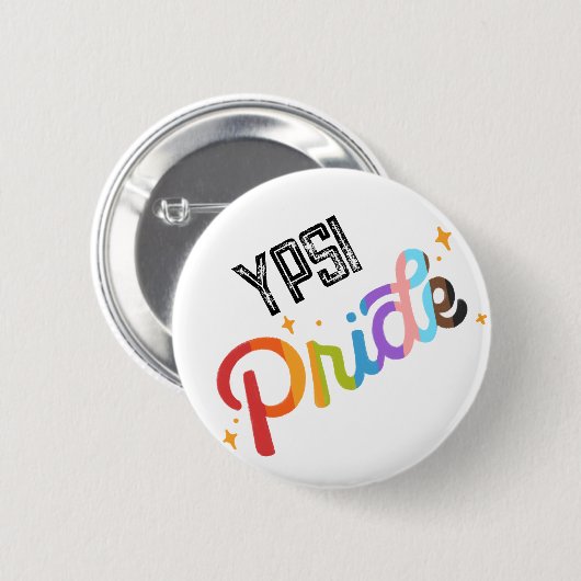 Pride Rainbow Button mit City Briefmarke - YPSILAN (Vorne & Hinten)