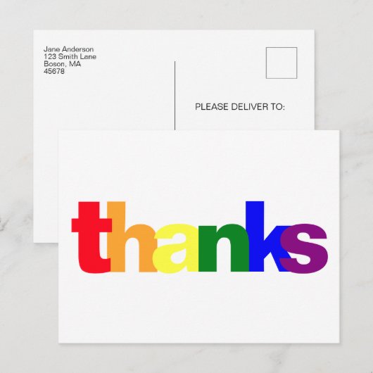 Pride Rainbow Colors Danke, Postcard Postkarte (Vorne/Hinten)