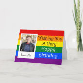 Pride Rainbow Custom Foto Happy Geburtstag Gruß Karte (Vorderseite)