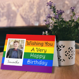 Pride Rainbow Custom Foto Happy Geburtstag Gruß Karte