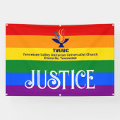Pride Rainbow Flag JUSTICE / TVUUC Banner (Horizontal)
