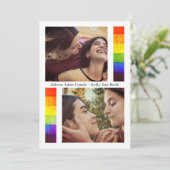 Pride Rainbow Flag Lesbian Gay Wedding 2 Photos Save The Date (Stehend Vorderseite)