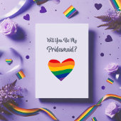 Pride Rainbow Heart Bridesmaid Vorschlag Card LGBT Einladung