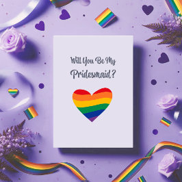 Pride Rainbow Heart Bridesmaid Vorschlag Card LGBT Einladung