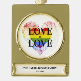 Pride Rainbow Heart Gay lesbian LGBT Familie Banner-Ornament Gold