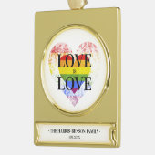 Pride Rainbow Heart Gay lesbian LGBT Familie Banner-Ornament Gold (Links)