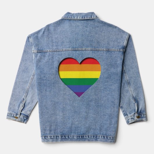 Pride Rainbow Heart Jeansjacke (Rückseite)