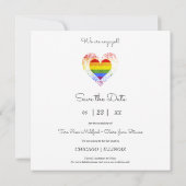 Pride Rainbow Heart Lesbian Gay Wedding 3 Fotos Save The Date (Rückseite)