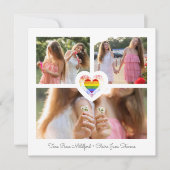 Pride Rainbow Heart Lesbian Gay Wedding 3 Fotos Save The Date (Vorderseite)