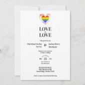 Pride Rainbow Heart Lesbian Gay Wedding Einladung (Rückseite)