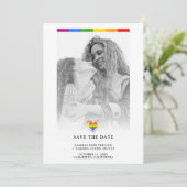 Pride Rainbow Heart Lesbian Wedding Simple Foto Save The Date (Stehend Vorderseite)