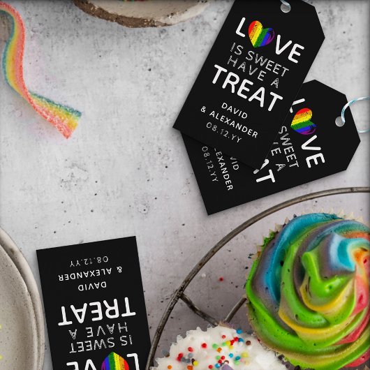 Pride Rainbow Heart Liebe ist süße LGBT Hochzeit Geschenkanhänger