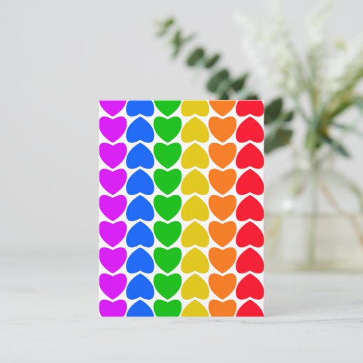Pride Rainbow Heart Line Postkarte (Stehend Vorderseite)