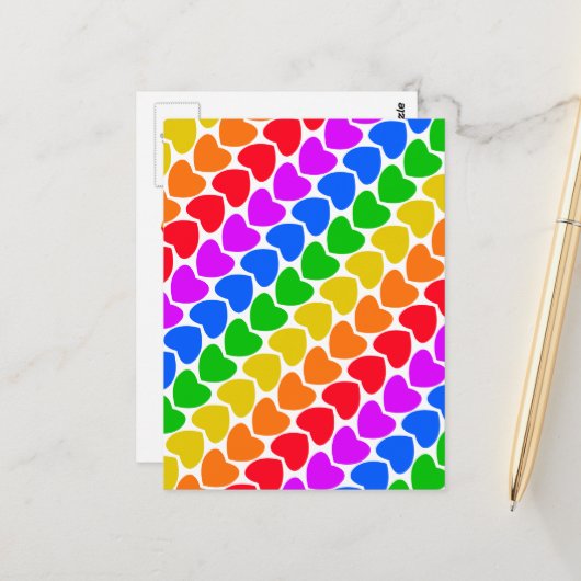 Pride Rainbow Heart Line Postkarte (Vorderseite/Rückseite Beispiel)