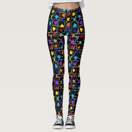 Pride Rainbow Hearts LGBT Gay Que eine Liebe Leggings (Vorderseite)