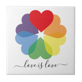 Pride Rainbow Hearts Liebe ist Liebe Fliese