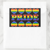 PRIDE Rainbow Hearts Rechteckiger Aufkleber (Tasche)