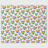 Pride Rainbow Hearts White Geschenkpapier (Flach)