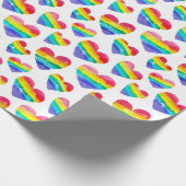 Pride Rainbow Hearts White Geschenkpapier (Ecke)