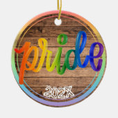 Pride Rainbow Individuelle Name - Jahr Keramik Ornament (Vorne)