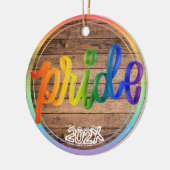 Pride Rainbow Individuelle Name - Jahr Keramik Ornament (Links)