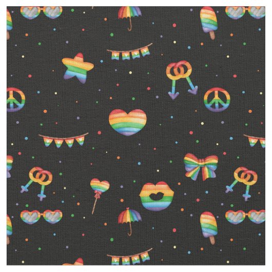 Pride Rainbow LGBT Gay Que ein Liebe Muster Stoff (Nahaufnahme)