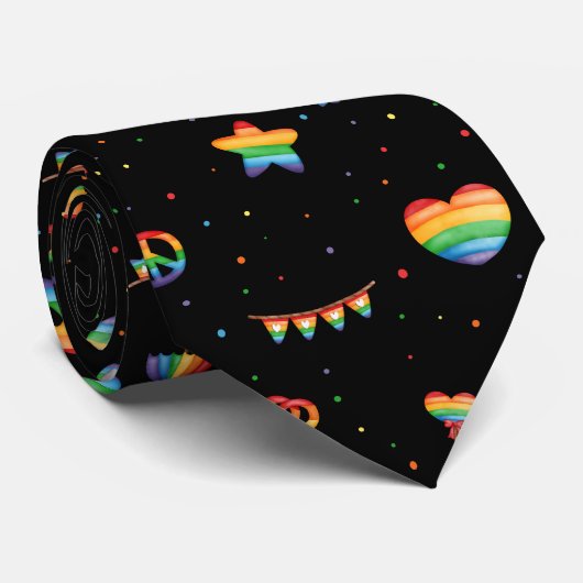 Pride Rainbow Lgbt Gay Queer One Love Pattern Neck Krawatte (Gerollt)