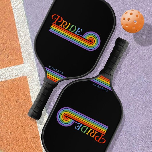 Pride Rainbow LGBTQ Benutzerdefinierter Name Pickleball Schläger