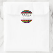 Pride Rainbow LGBTQ Geometrische Rücksendeadresse Runder Aufkleber (Tasche)