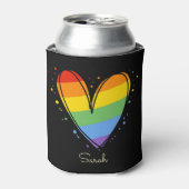 Pride Rainbow LGBTQ Herz Hochzeit Dosenkühler (Kanne Vorderseite)