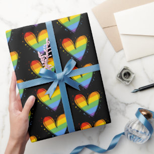 Pride Rainbow LGBTQ Herz Hochzeit Geschenkpapier