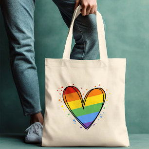 Pride Rainbow LGBTQ Herz Hochzeit Tragetasche