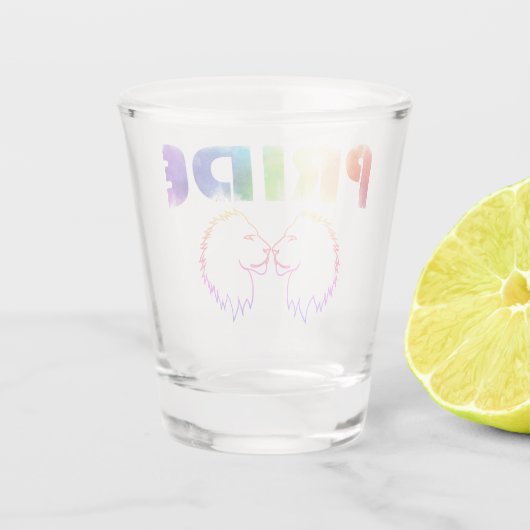 Pride Rainbow Lion Kontur transparent Schnapsglas (Rückseite)