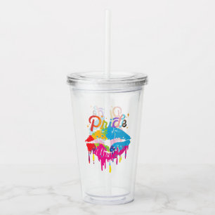 Pride Rainbow Lips LGBTQ   Dripping Lips Acryltrinkbecher