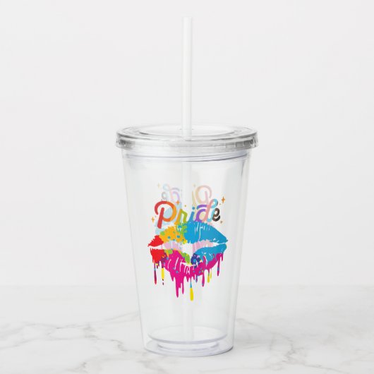 Pride Rainbow Lips LGBTQ | Dripping Lips Acryltrinkbecher (Vorderseite)