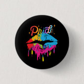 Pride Rainbow Lips LGBTQ | Dripping Lips Button (Vorderseite)