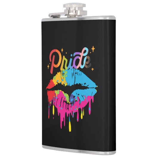 Pride Rainbow Lips LGBTQ | Dripping Lips Flachmann (Links)