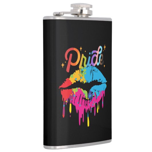 Pride Rainbow Lips LGBTQ | Dripping Lips Flachmann (Rechts)