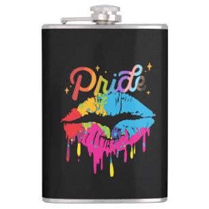 Pride Rainbow Lips LGBTQ Dripping Lips Flachmann