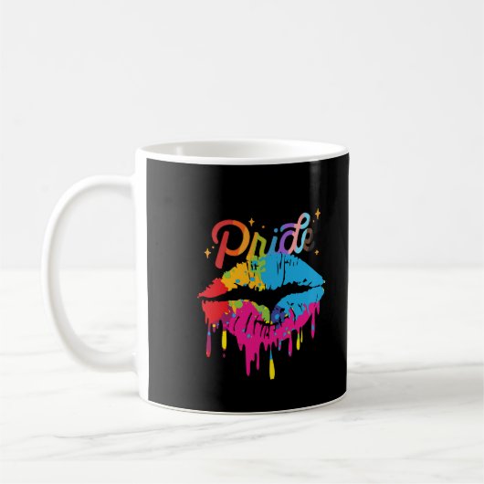 Pride Rainbow Lips LGBTQ | Dripping Lips Kaffeetasse (Links)