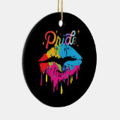 Pride Rainbow Lips LGBTQ | Dripping Lips Keramik Ornament (Rechts)